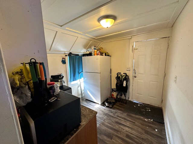 washroom with dark hardwood / wood-style floors