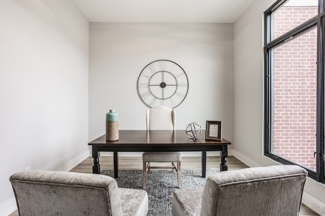 office area with hardwood / wood-style flooring