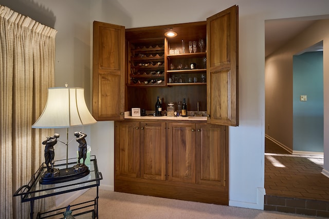 bar featuring carpet floors