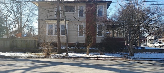 view of snow covered exterior