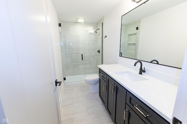 2133 N Talbott St, Indianapolis, IN 46202 - bathroom featuring vanity, a stall shower, and tile patterned floors