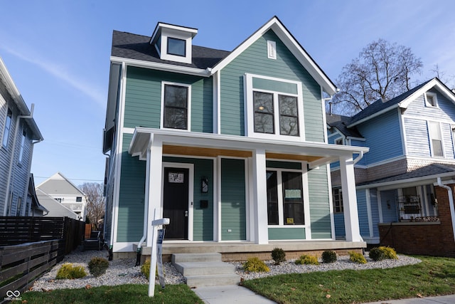 view of front of property featuring a porch