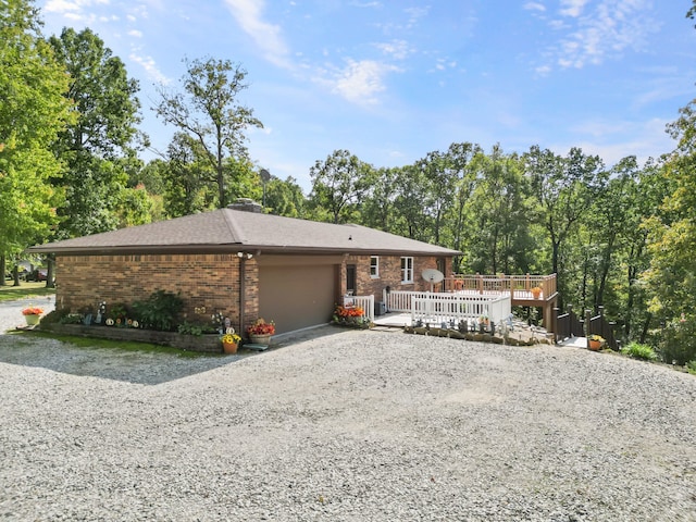 view of front of property with a deck