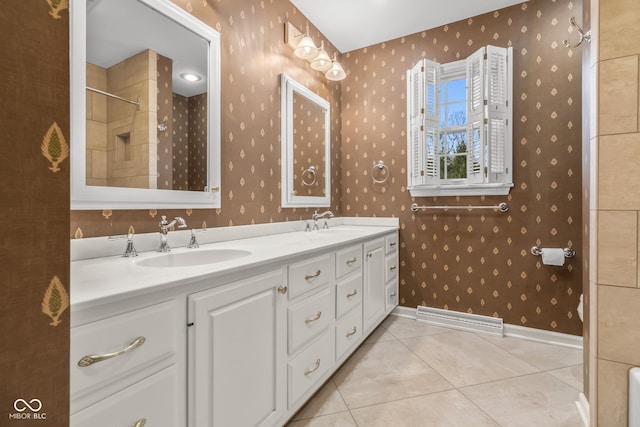 bathroom featuring vanity and tile patterned floors