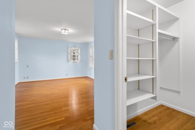 walk in closet featuring wood-type flooring