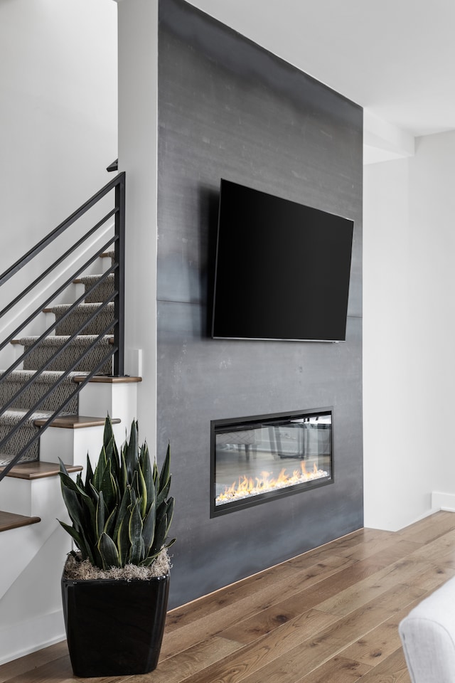 living room with hardwood / wood-style flooring