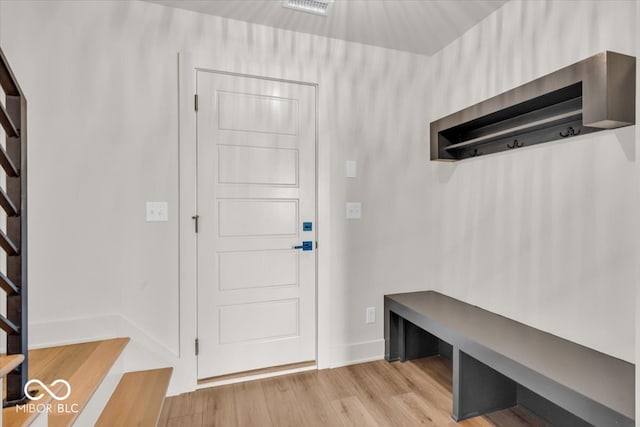 mudroom featuring light hardwood / wood-style floors