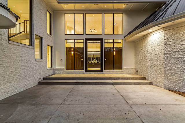 doorway to property with a balcony