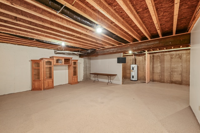 basement with electric water heater