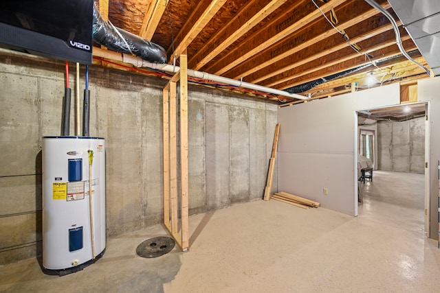 basement with water heater