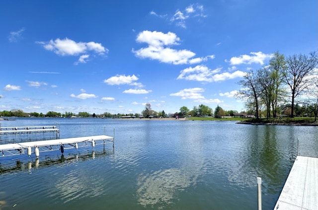 dock area featuring a water view