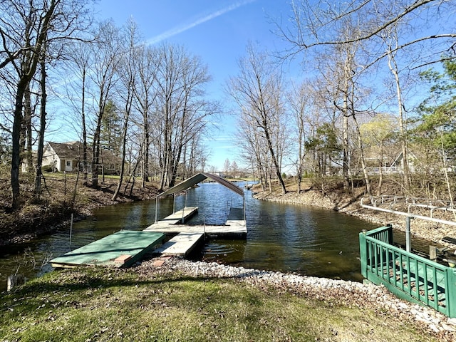 dock area featuring a water view