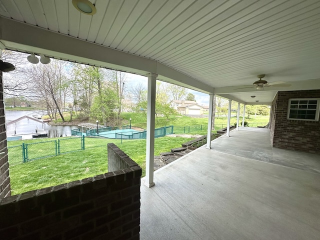 view of patio with ceiling fan