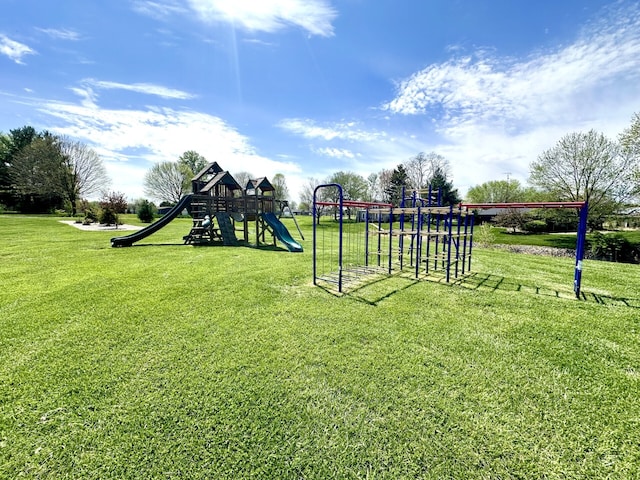 view of yard with a playground