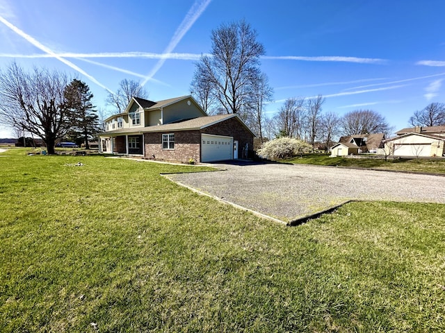 view of yard with a garage