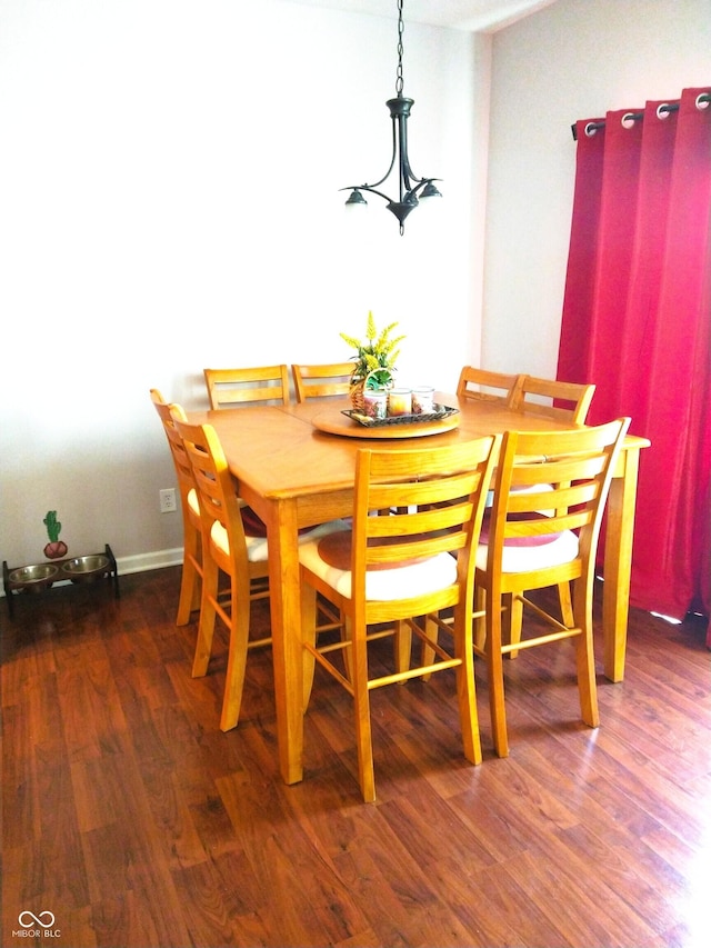 dining space featuring dark wood-type flooring