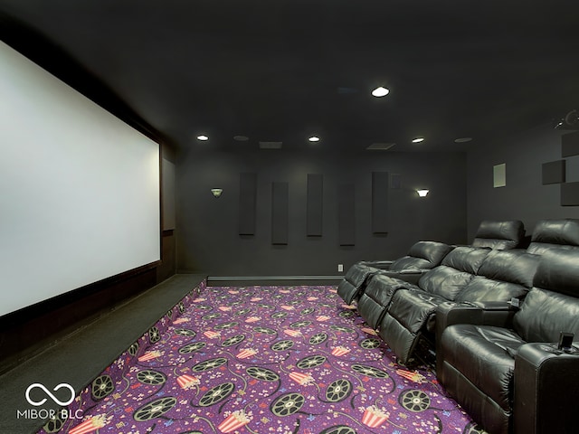 view of carpeted home theater room