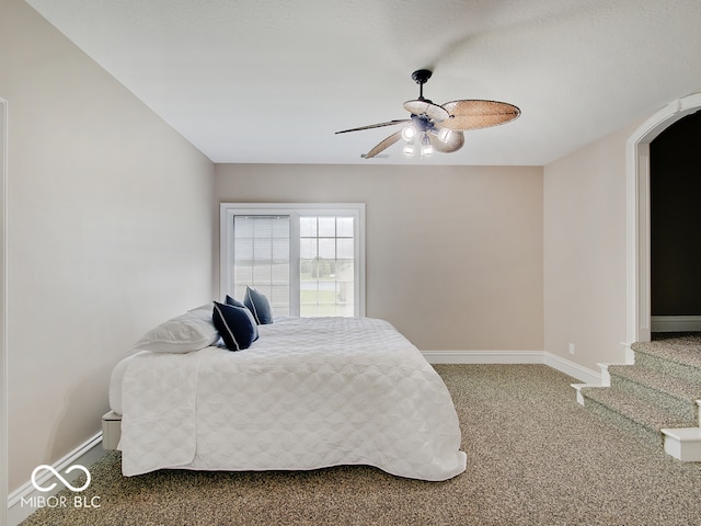 bedroom with carpet and ceiling fan