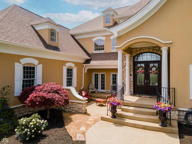 entrance to property with french doors