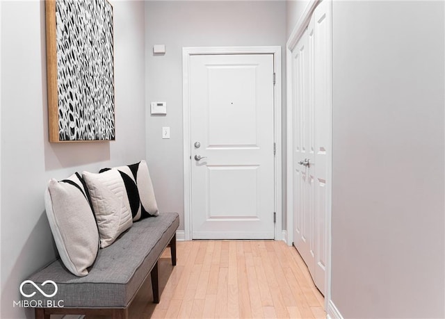 doorway to outside with light hardwood / wood-style flooring