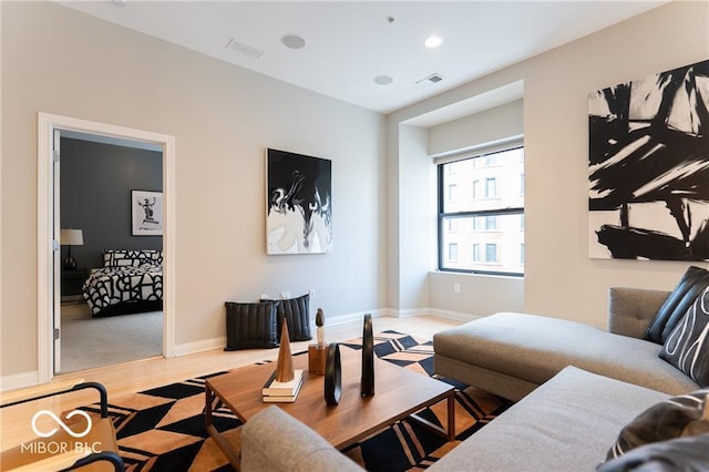 living room featuring light hardwood / wood-style floors