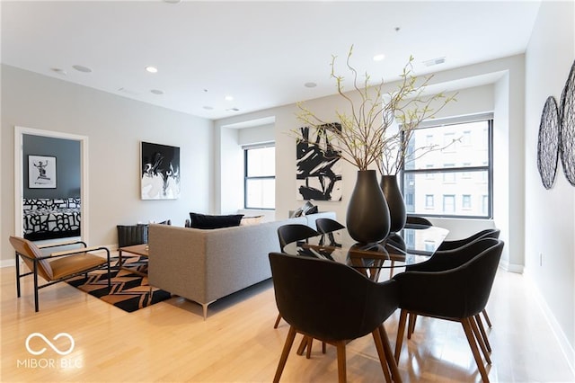 dining room with light hardwood / wood-style floors