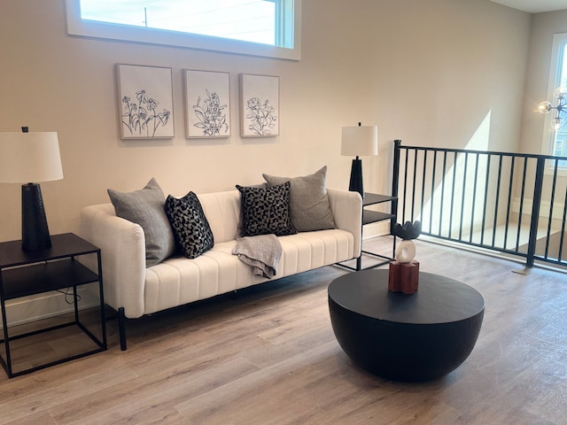 living room with wood-type flooring