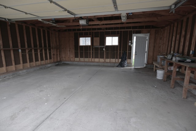 garage with a garage door opener