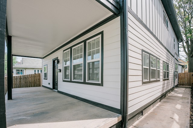 view of home's exterior with covered porch