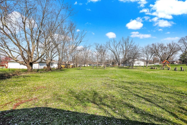 view of yard with a playground