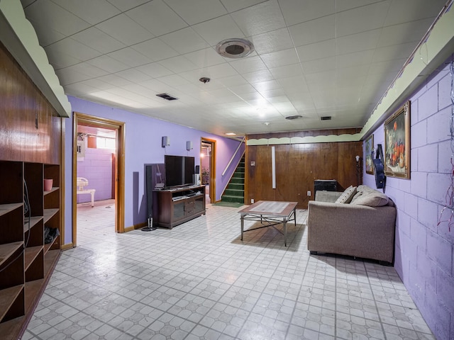 view of tiled living room