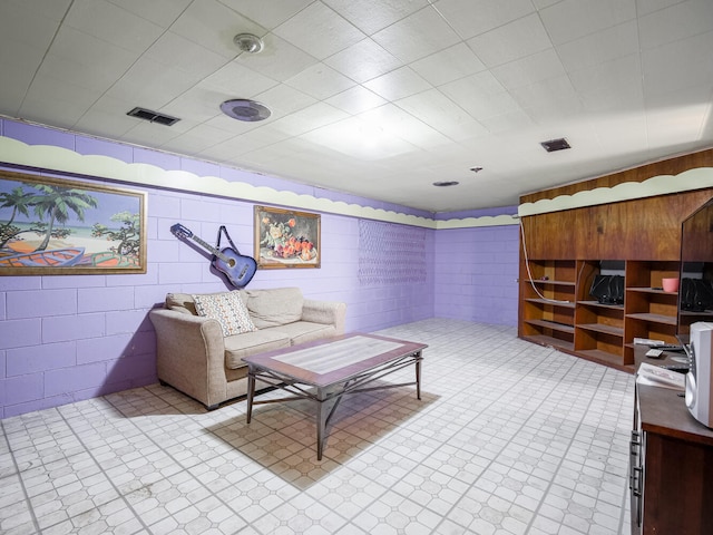 view of tiled living room