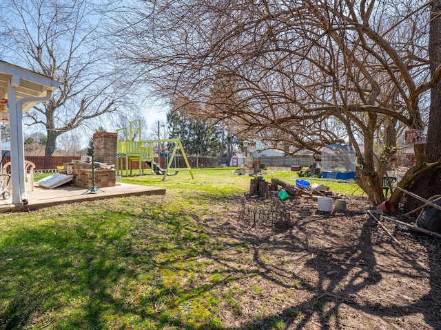 view of yard with a playground