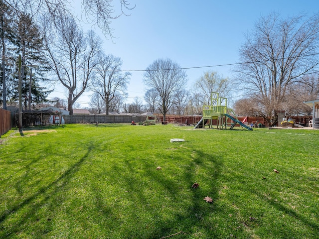 view of yard with a playground