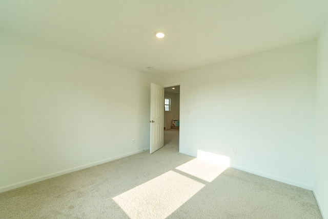 spare room featuring light carpet