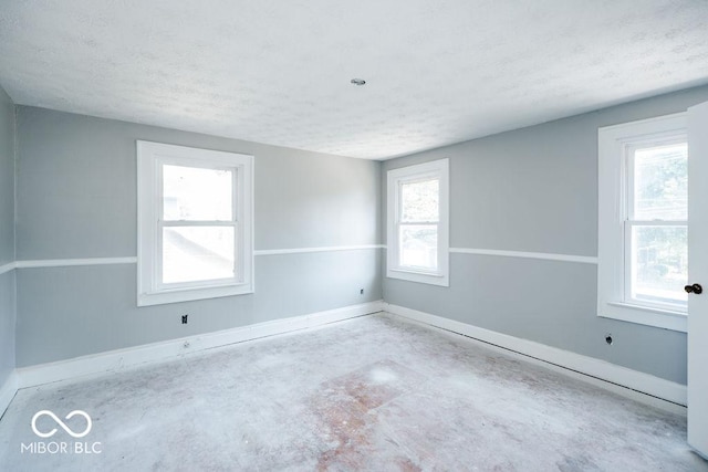 unfurnished room featuring a textured ceiling