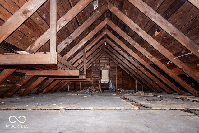 view of unfinished attic