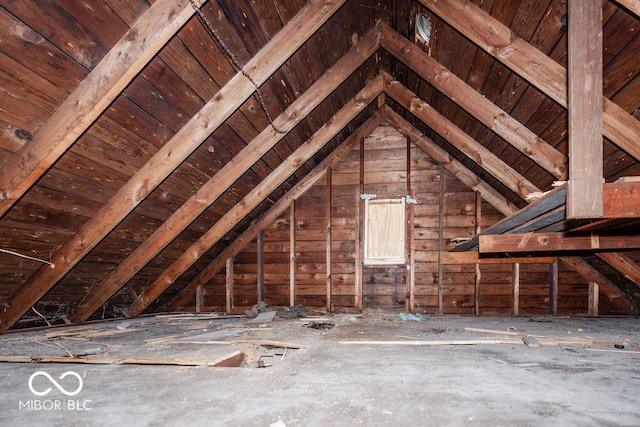 view of unfinished attic