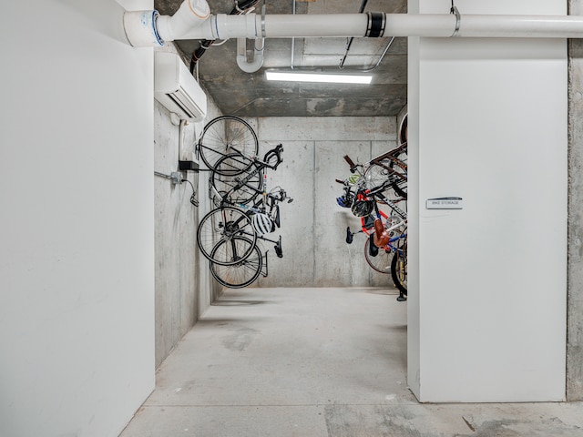 interior space featuring an AC wall unit