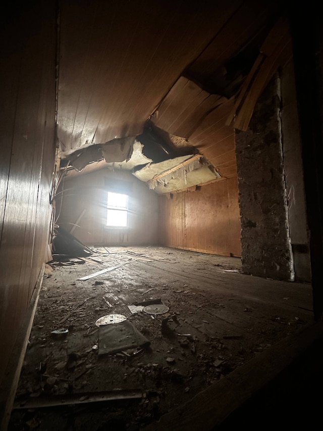 view of unfinished attic