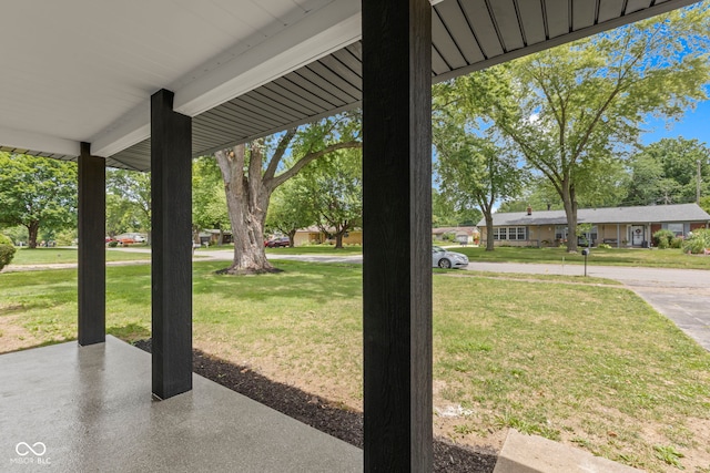 view of yard with a porch