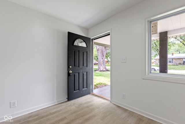 entrance foyer with light hardwood / wood-style floors