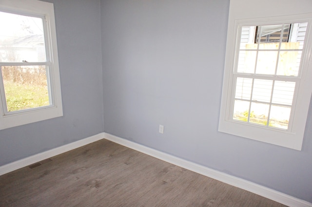 empty room featuring dark wood-type flooring and a wealth of natural light