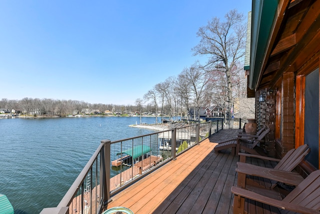 deck with a water view