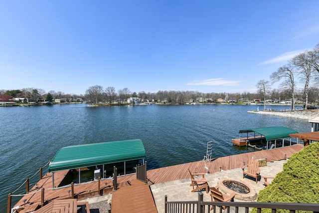 view of dock featuring a water view