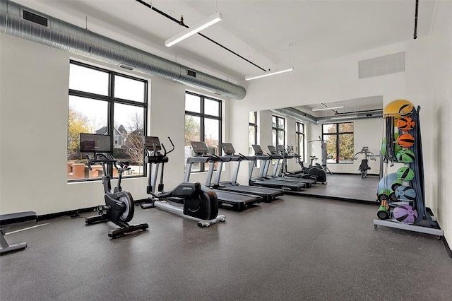 exercise room with a wealth of natural light