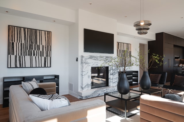 living room featuring light hardwood / wood-style flooring