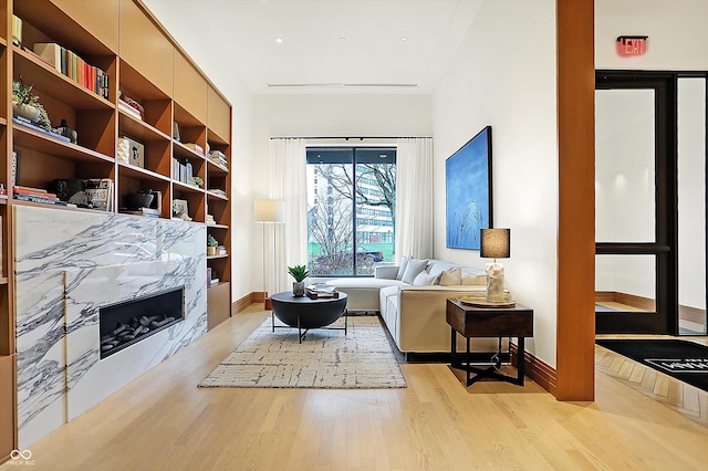 living room featuring light hardwood / wood-style flooring