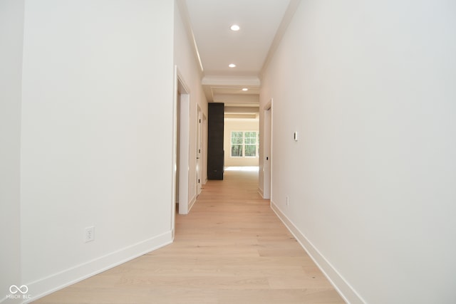 corridor featuring light hardwood / wood-style flooring