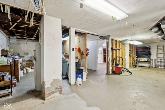 basement with water heater